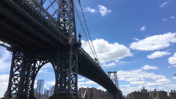 More than 2km long, the bridge was completed in 1903, and was the longest suspension bridge span in the world until 1924 (Kidfly182/CC BY-SA 4.0)