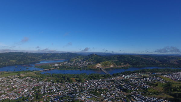 An aerial view of the Biobío at its confluence with the Laja River (Marcelo Ríos Marchant/CC BY 4.0)