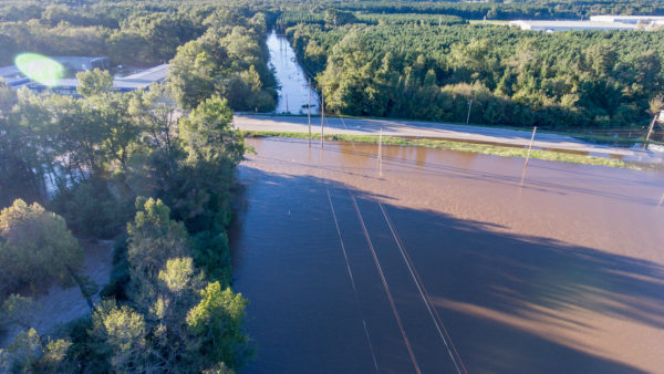 An aerial view of flooding from Hurricane Matthew on October 9, 2016 in Wilson, North Carolina. Matthew was responsible for 603 deaths and recorded maximum winds of 165mph, reaching Category 5 status (William Howard/Dreamstime)